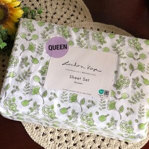 London Kaye Green Floral PICKLEBALL Sheet Set - Queen